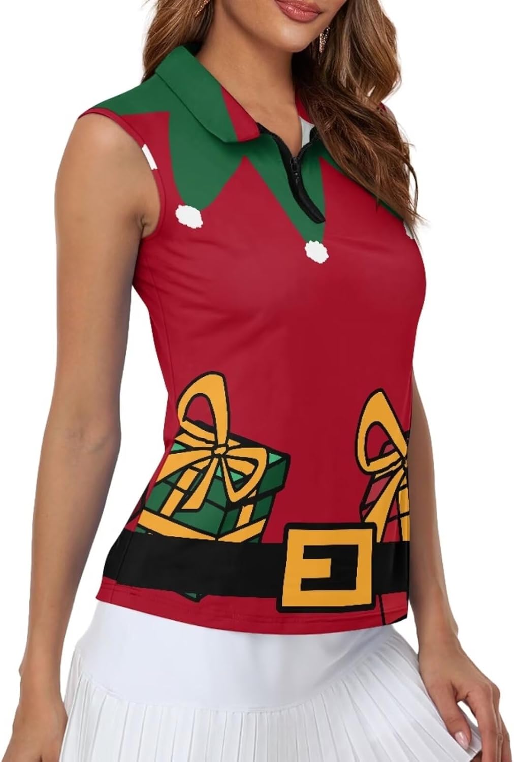 Belidome Women's Zip Up Golf Shirt Tank Sleeve Tops Tennis Outfit T-Shirt Tee Pullover