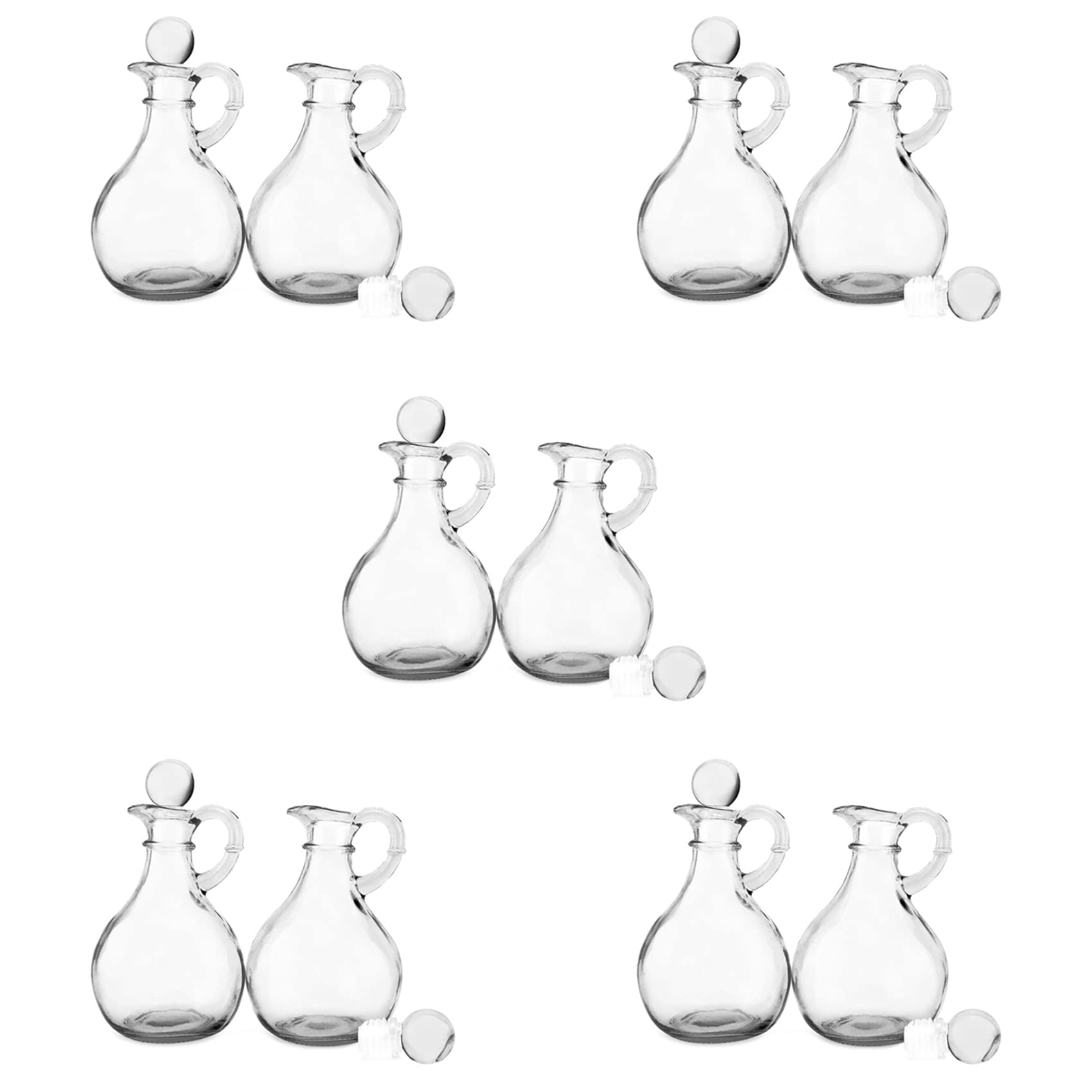 Hndhbfgrt Glass Oil and Vinegar Bottles (10 Piece Set) Round Glass Oil Dispenser Bottle with Stopper