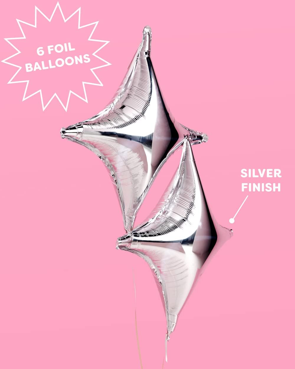 xo, Fetti Silver Sparkle Foil Birthday Balloon - 6 pc | Bday Party Decorations, Bachelorette, Anniversary, Graduation