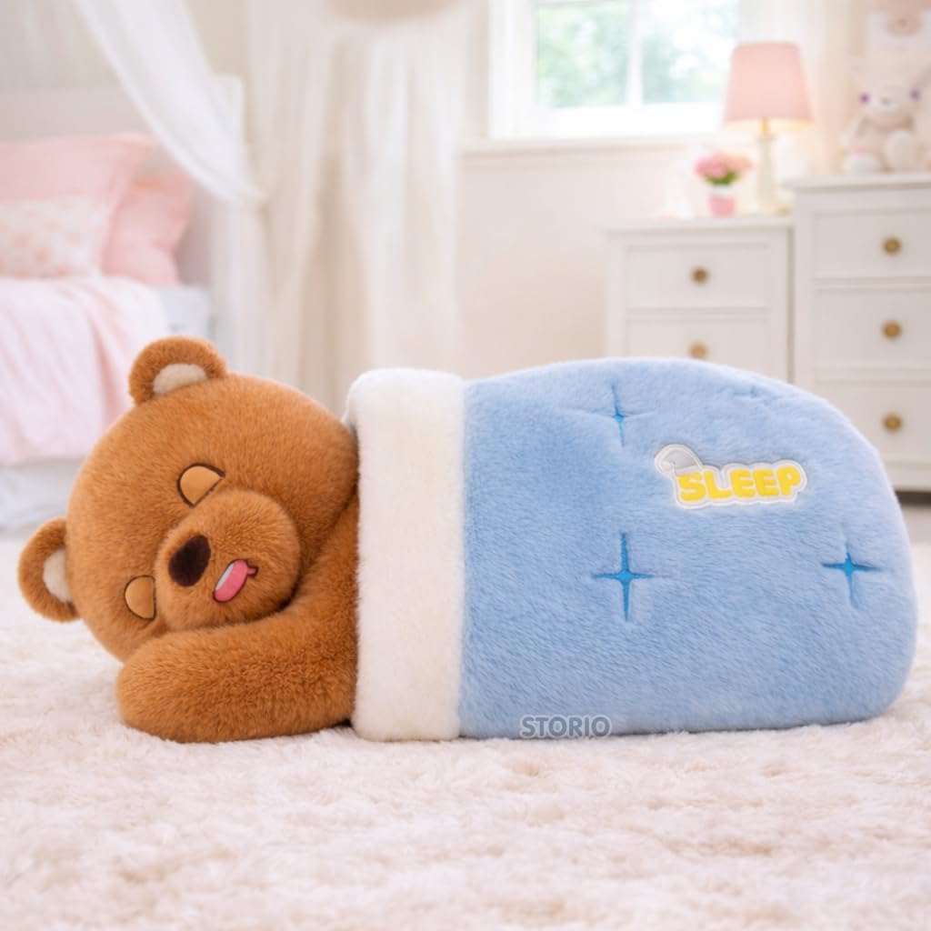 Storio Night Bear Breathing Teddy Bear Plush Toy with Music & Lights | Soft Sleeping Bear with Breathing Motion & Vocalization | Sensory Sleep Toy for Babies & Kids | Best Gift for Children-image-32