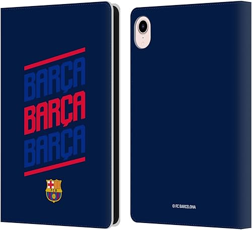 Head Case Designs Funda de piel tipo cartera con licencia oficial del FC Barcelona Barca compatible con Apple iPad mini (20212024)
