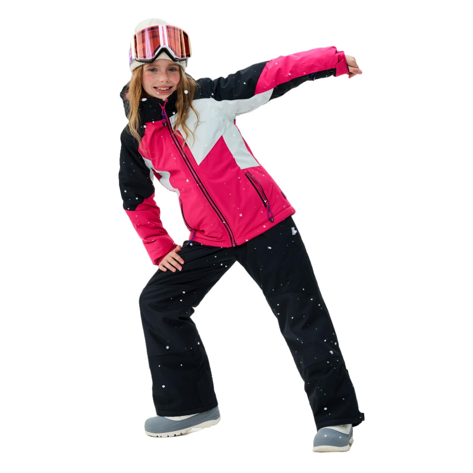 SMONTY Conjunto de Esquí niñas chaqueta y pantalones de esquí de invierno correas con capucha A prueba de viento Impermeable