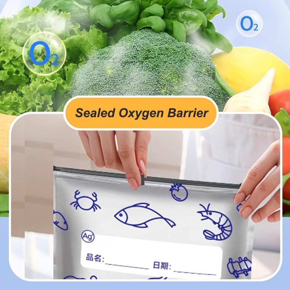 30Pcs Reusable Aluminum Foil Sealing Bags, upgraded reusable food storage and preservation slip-lock bags, stand-up design, kitchen food storage bags. thumbnail