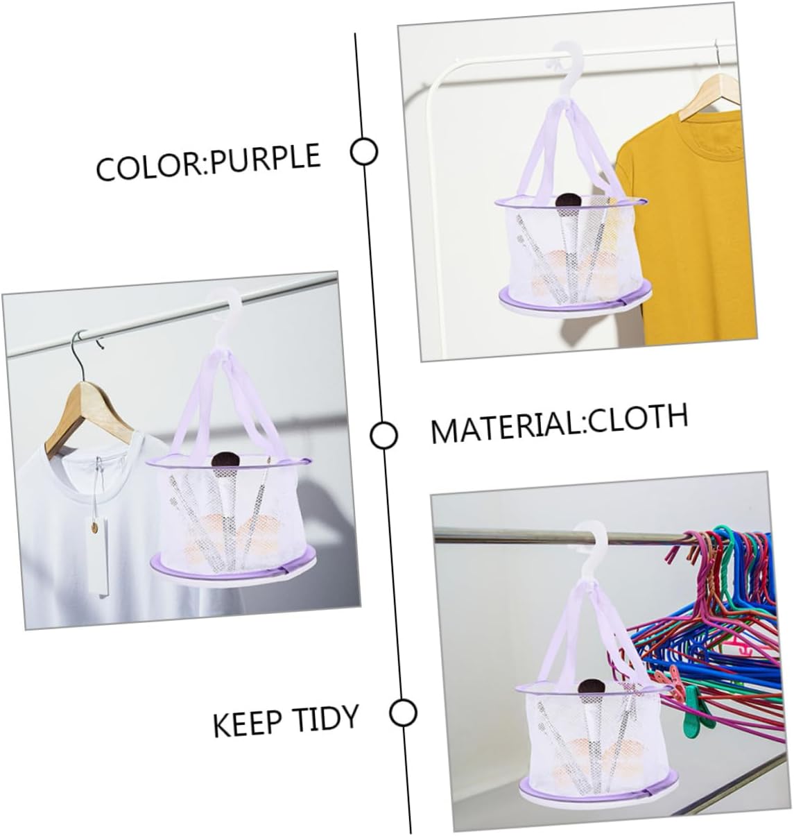 2pcs Portable Makeup Brush Drying Rack Hanging Mesh Basket for Sponges Tools