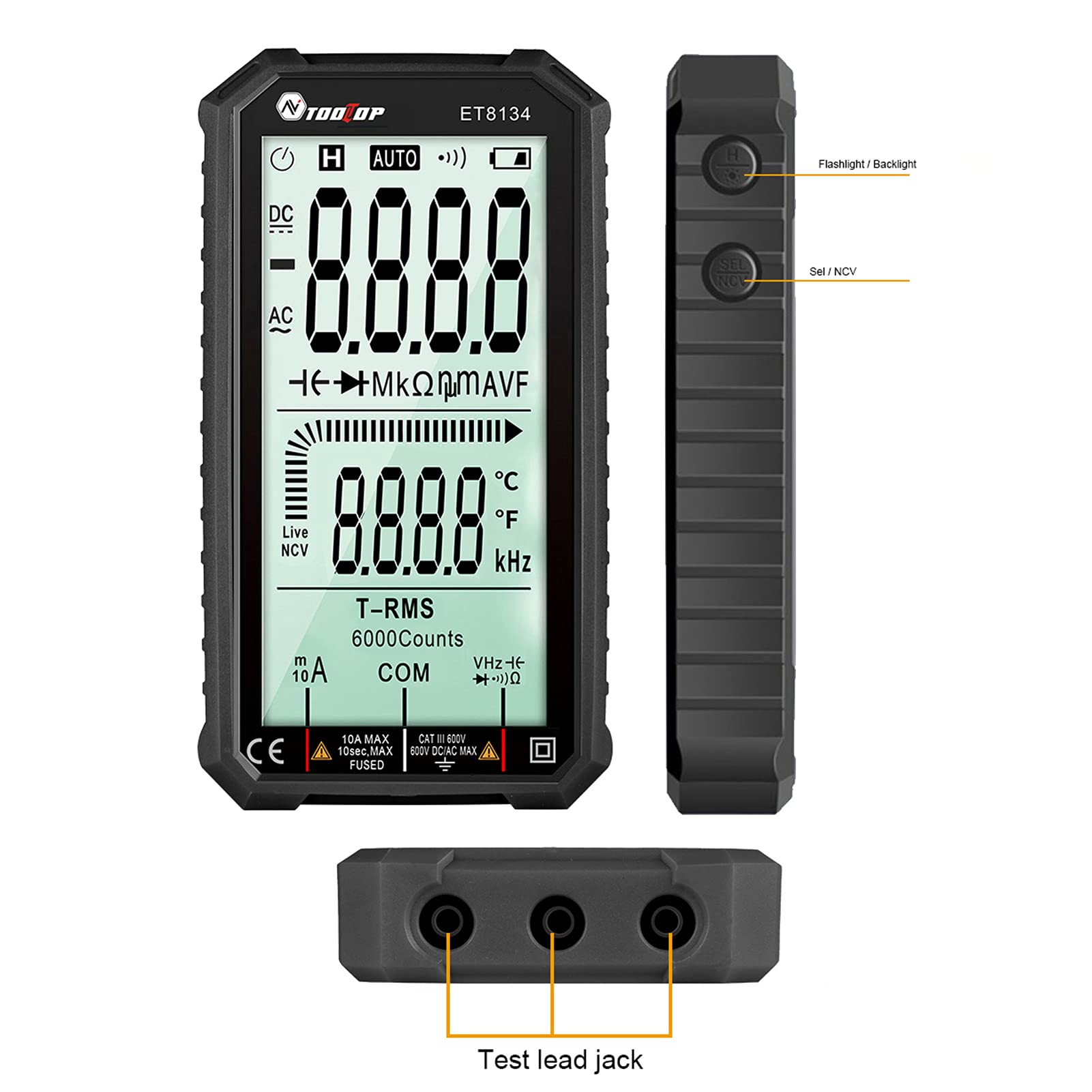 Mavaol digitale multimeter, LCD kleurendisplay, spanning, capaciteit, frequentie, inschakelduur, overbelasting, draagbare elektrische tester voor doe het zelf elektriciens Mavaol digitale multimeter, LCD kleurendisplay, spanning, capaciteit, frequentie, inschakelduur, overbelasting, draagbare elektrische tester voor doe het zelf elektriciens