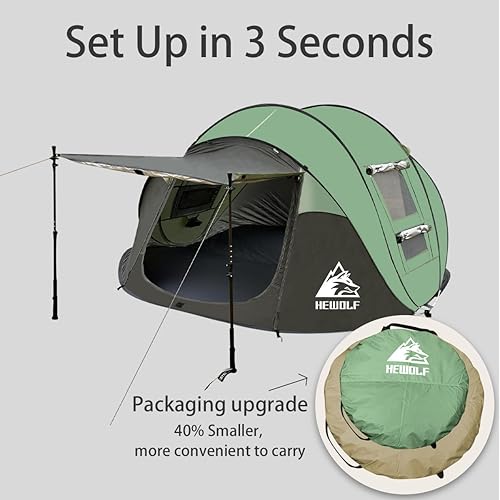Miniatura 3 de Hewolf Tienda de campaña desplegable para 24 personas, fácil instalación instantánea, impermeable, tienda familiar automática para camping,