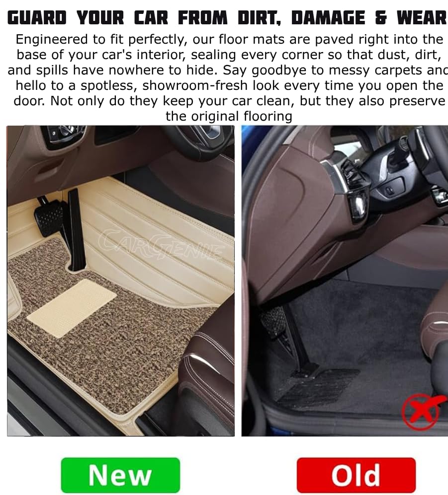 Image of 9D Car Floor Mats for Tata Curvv Ev | Waterproof | Antislip | Faux Leather | Full Coverage | All Weather | Custom Fitted 9D Car Floor Mats | Beige