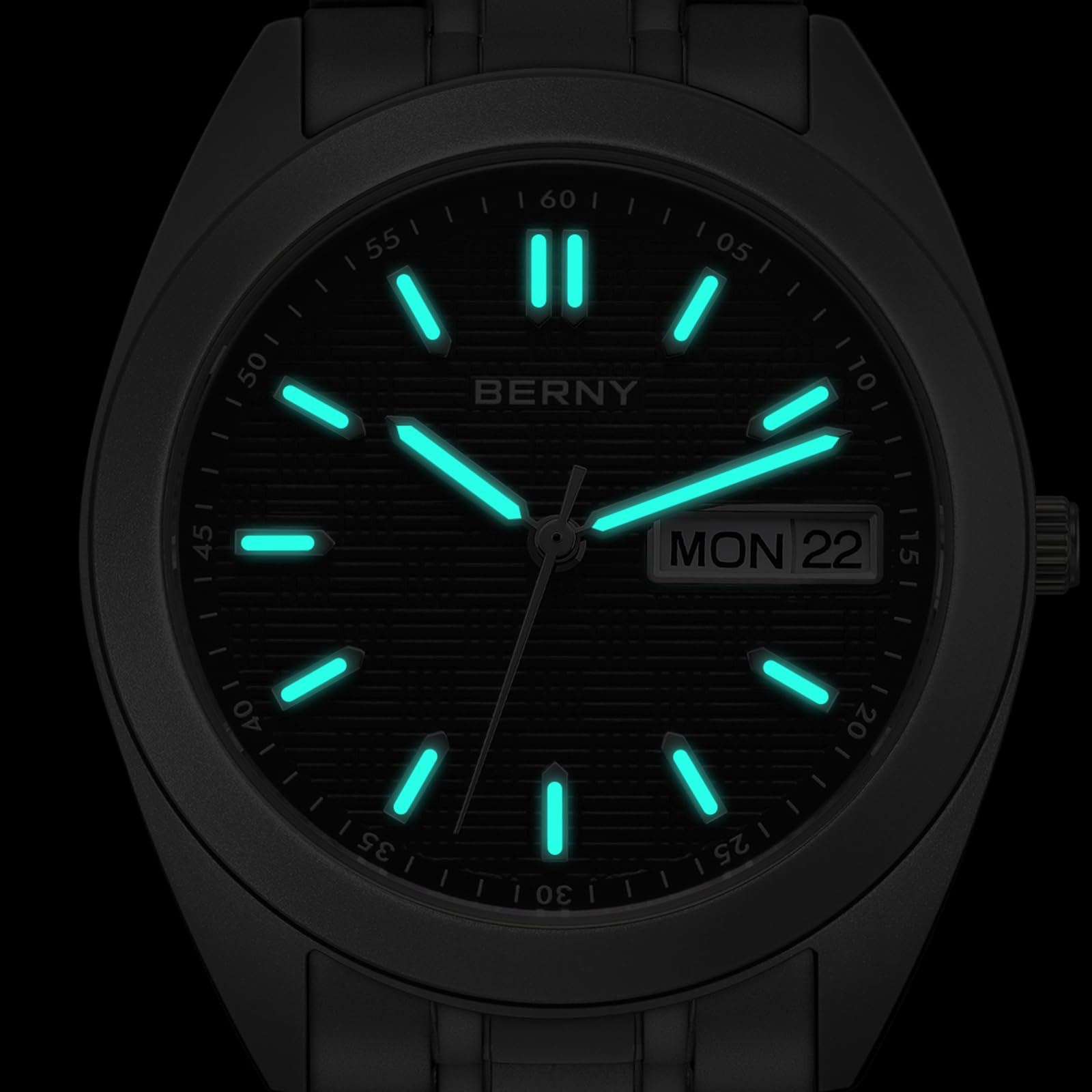 BERNY Reloj de Hombre Reloj de Titanio 10ATM Impermeable Relojes de Cuarzo Analógico Super Luminoso