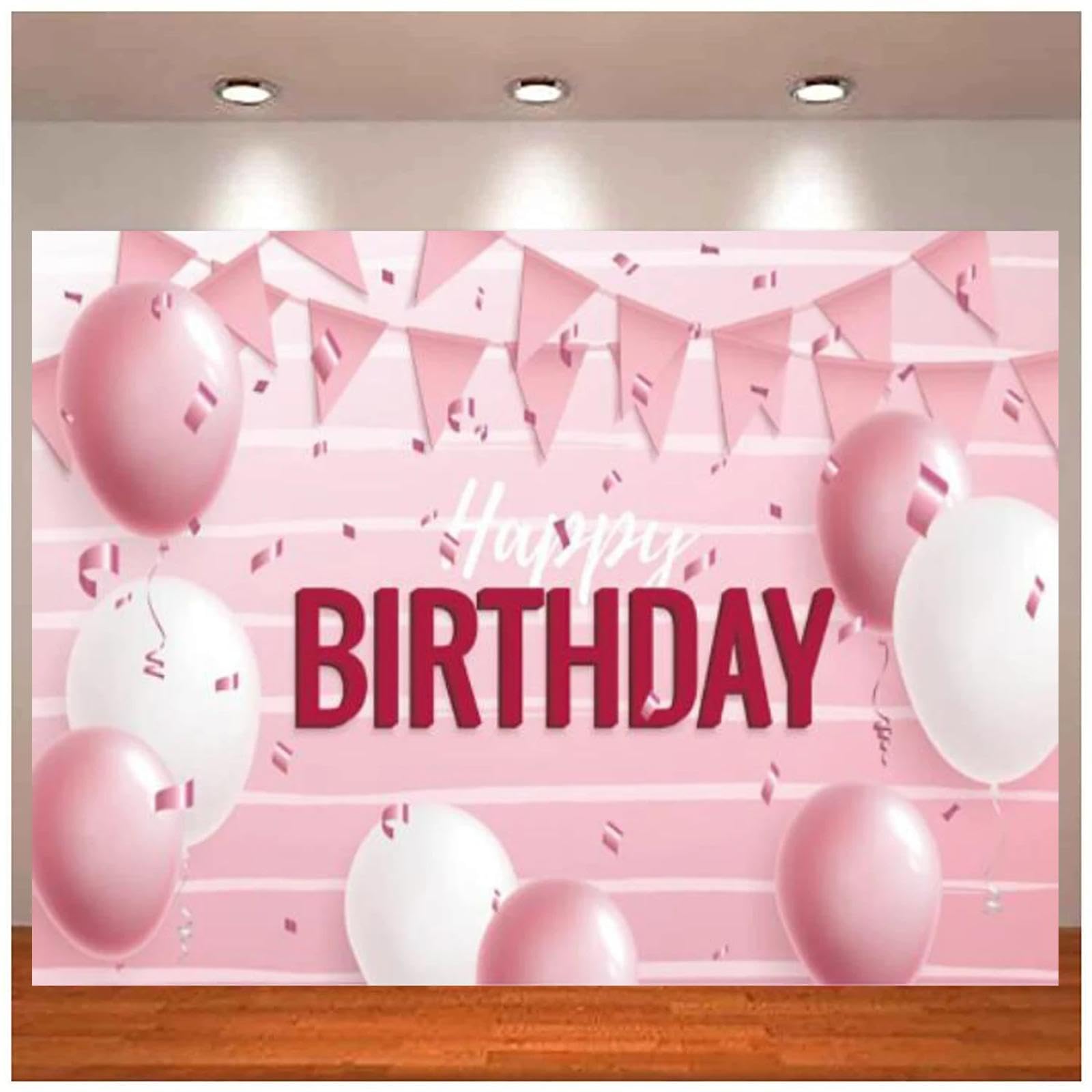 Fotografie Hintergrund Weiß Ballon Band Streifen Banner Mädchen Prinzessin Alles Gute Geburtstag Party Dekor Hintergrund Poster