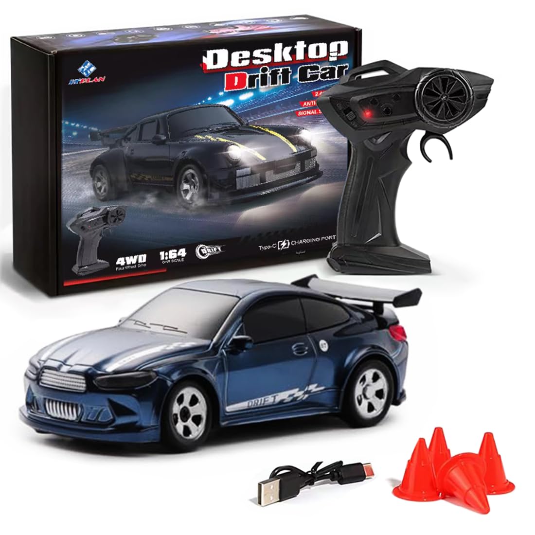 rcxperts 1/64 Scale 2.4G High Speed Drift RC Car KF20, Remote