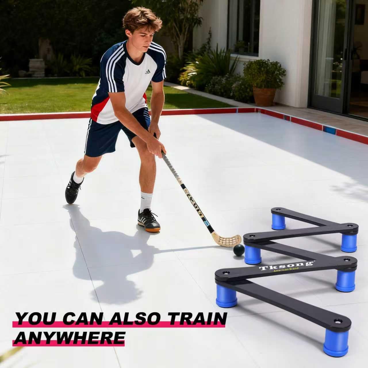 Hockey Training Equipment - Adjustable Hockey Trainer for Stick Handling & Puck Control | Portable Training Aids for Kids & Adults | On/Off Ice Use，5/7 Sections