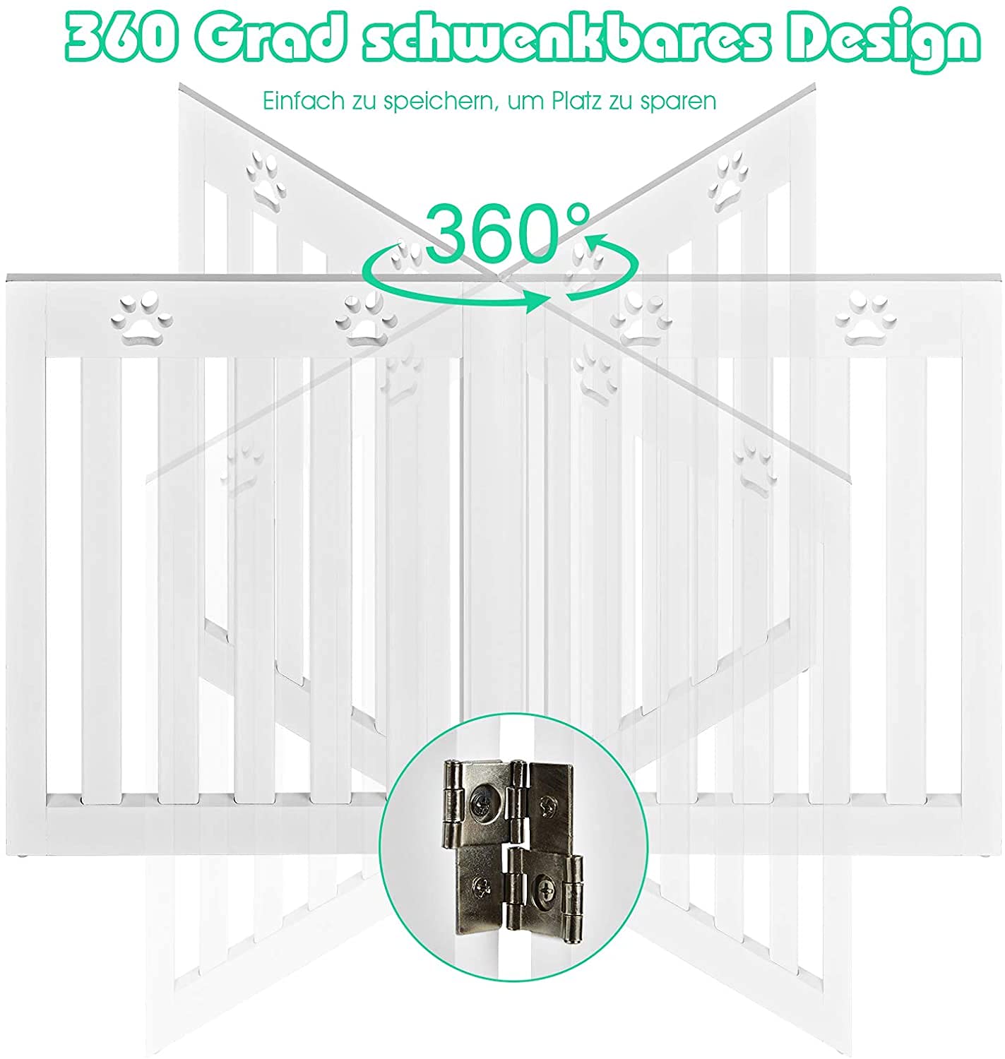 RELAX4LIFE Barrera de Seguridad Plegable de 3/4 Piezas para Niños, Perros y Animales, Valla de Seguridad giratoria 360°, Rejilla para Escaleras, Balcón, Chimenea o Puerta, Blanco (3 Piezas)