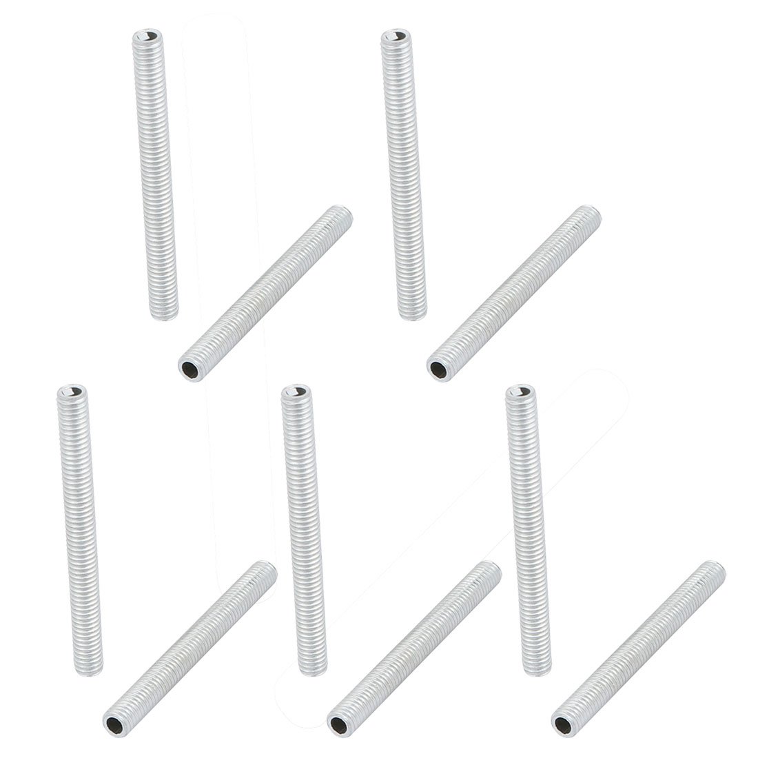 Pack De 10 Tiges Filetées Creuses M6 45mm - Mamelons Tuyaux Pour Lampes Et Lustres - Zingué Argenté