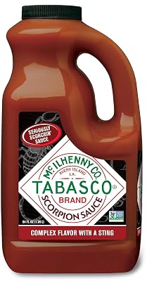 TABASCO® Brand Scorpion Sauce, Fiery & Intense Hot Sauce, Bulk Plastic Jug, Bold & Hot, Scorpion Pepper, Guava & Pineapple Blend, Perfect for Large Recipes, Great on Tacos & More, 64 Fl Oz (Pack of 1)