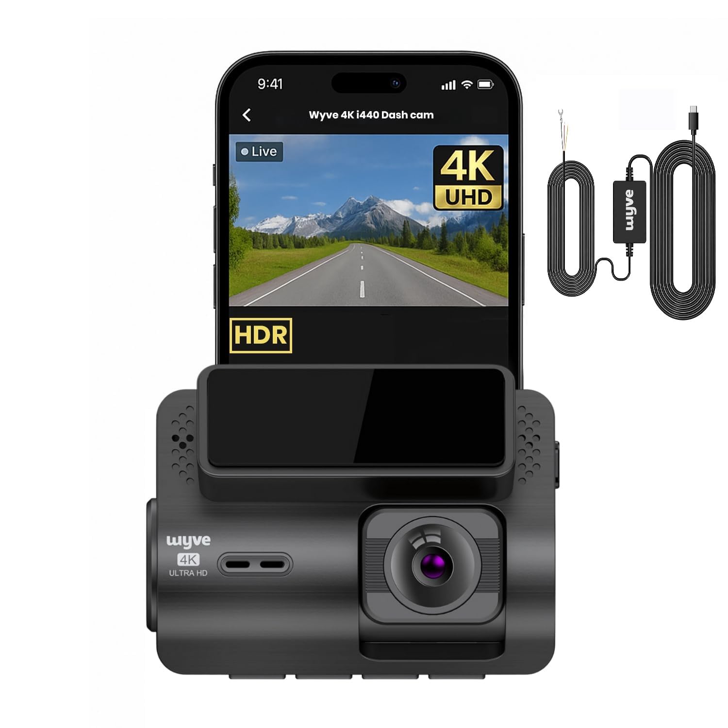 Wyve® i440 4K Dashcam,WiFi, Mic,Free...