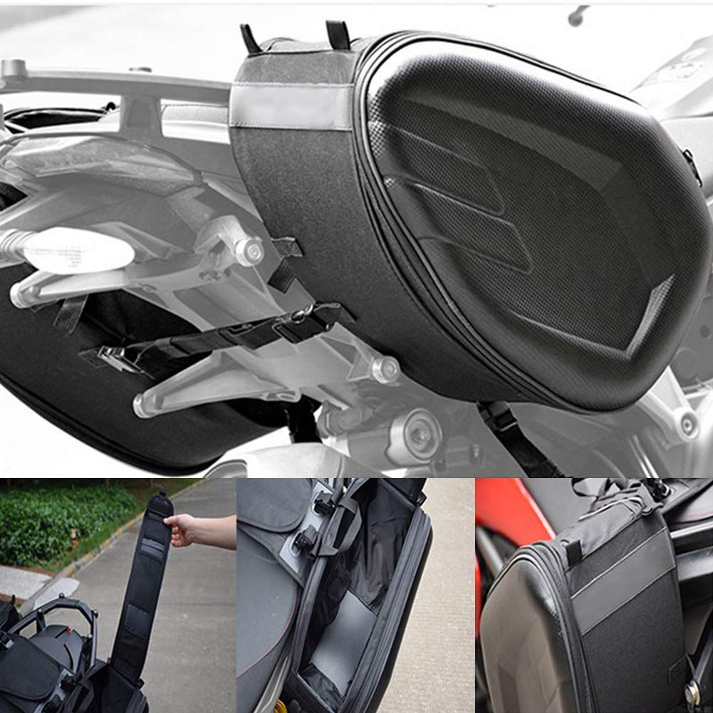 Luocute Torba Siodłowa Motocyklowa, Wodoodporny bagaż Hełm Bocznych 58L, Duża pojemność do Podróży, Jazdy na Rowerze, Motocross, Kempingu, z wodoodporną osłoną, do Aktywności na Zewnątrz