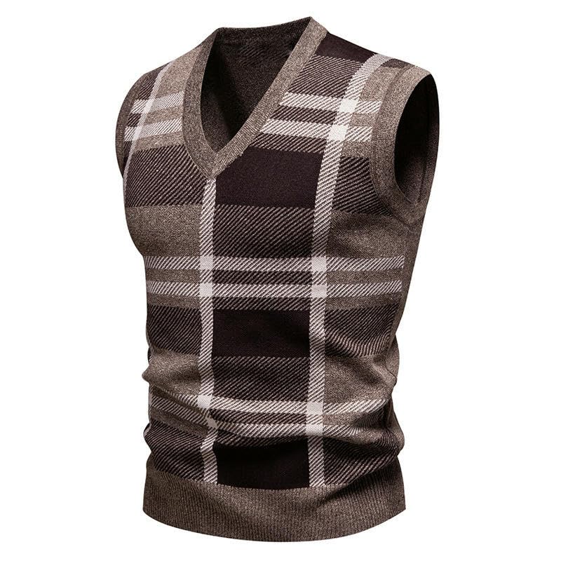Men's Autumn Winter Trendy Pullover V-Neck Jacquard Knit Vest3