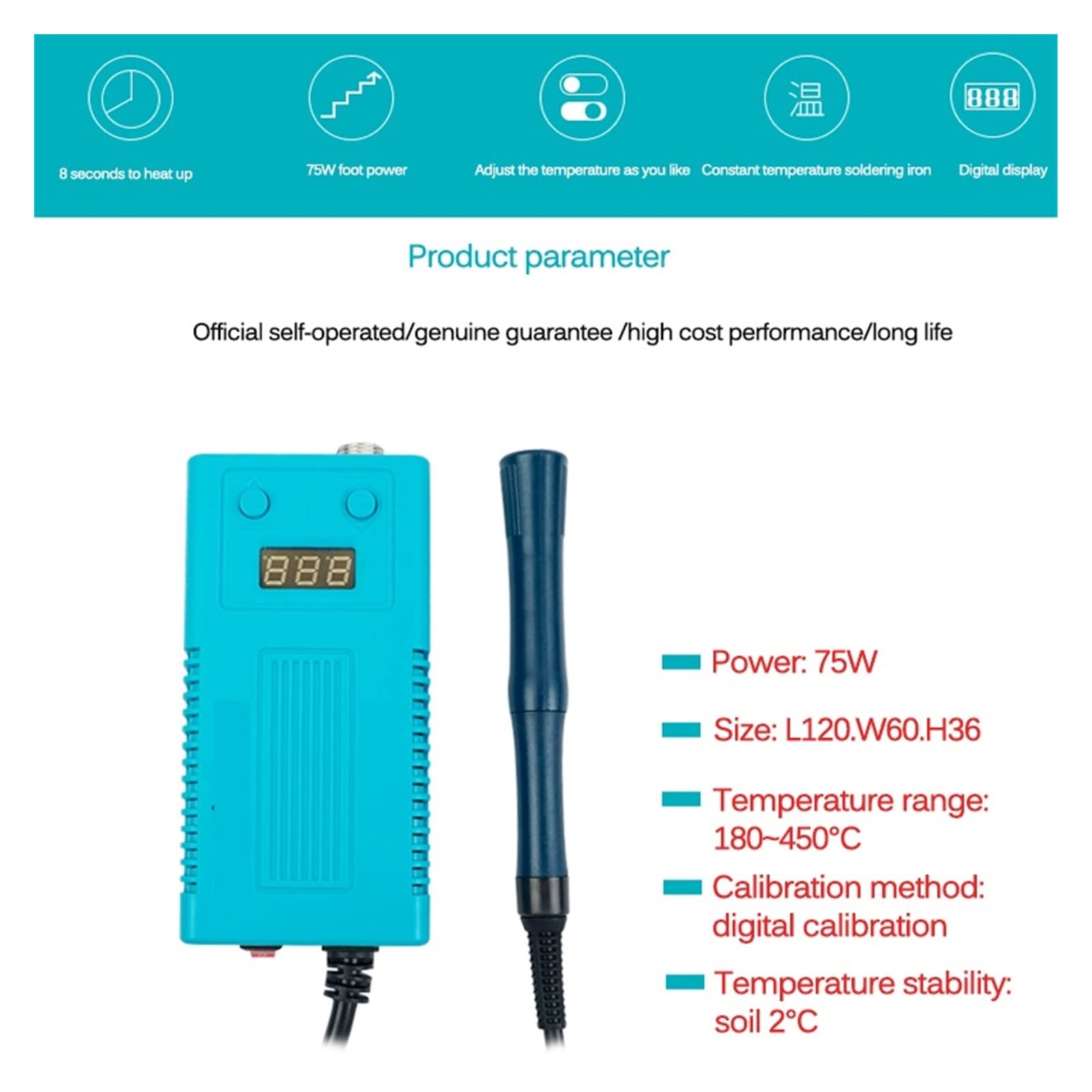Kits de soldador eléctrico 75W y 950D, cabeza hierro for soldar portátil, Mini estación soldadura Digital con herramientas puntas T13,Ajuste industrial