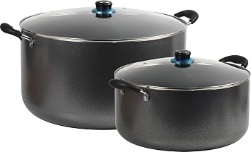 Professional Non Stick Textured Casserole Stock Pots Set 36-44cm 17L & 33L Black