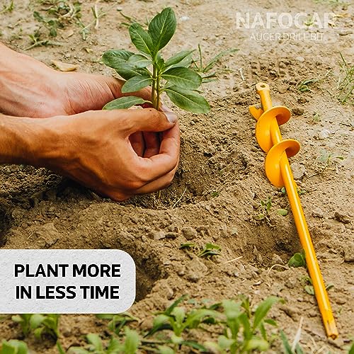 NAFOGAR Garden Auger Drill Bit for Planting - 2"(D) x14.5(L) - Post Hole Digger Drill Auger for Gardening Bulbs, Flowers, and Bedding Plant - Made to Fit in Any 3/8 Hex Drill (Yellow) by NAFOGAR - Used condition - Image 5