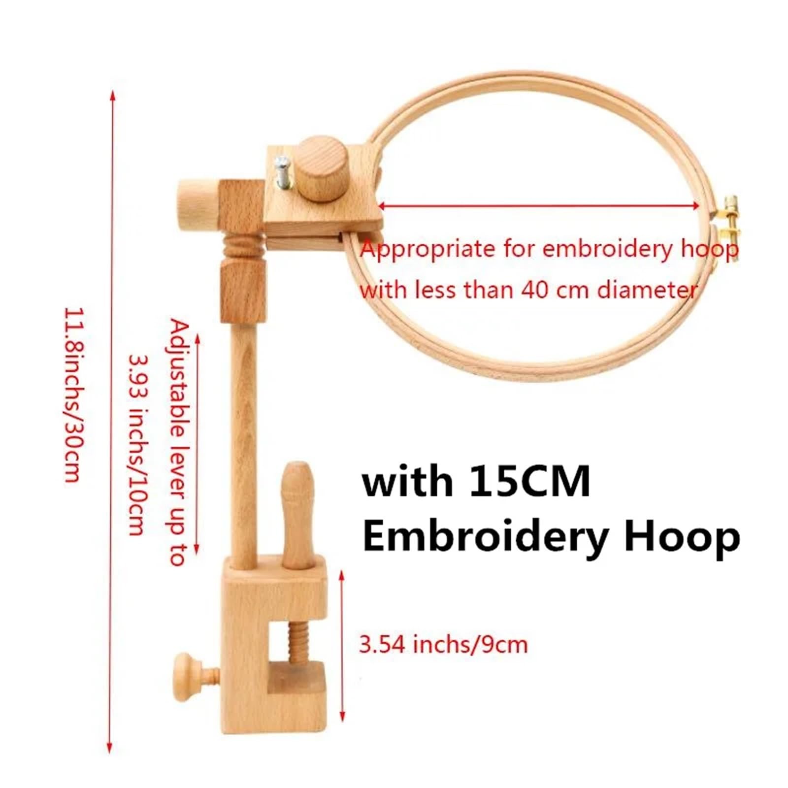 Ramka do haftu krzyżykowego, Drewniany stojak na tamborek z możliwością regulacji obrotu o 360 stopni do haftu krzyżykowego wielokolorowego(01-with 15cm Hoop)