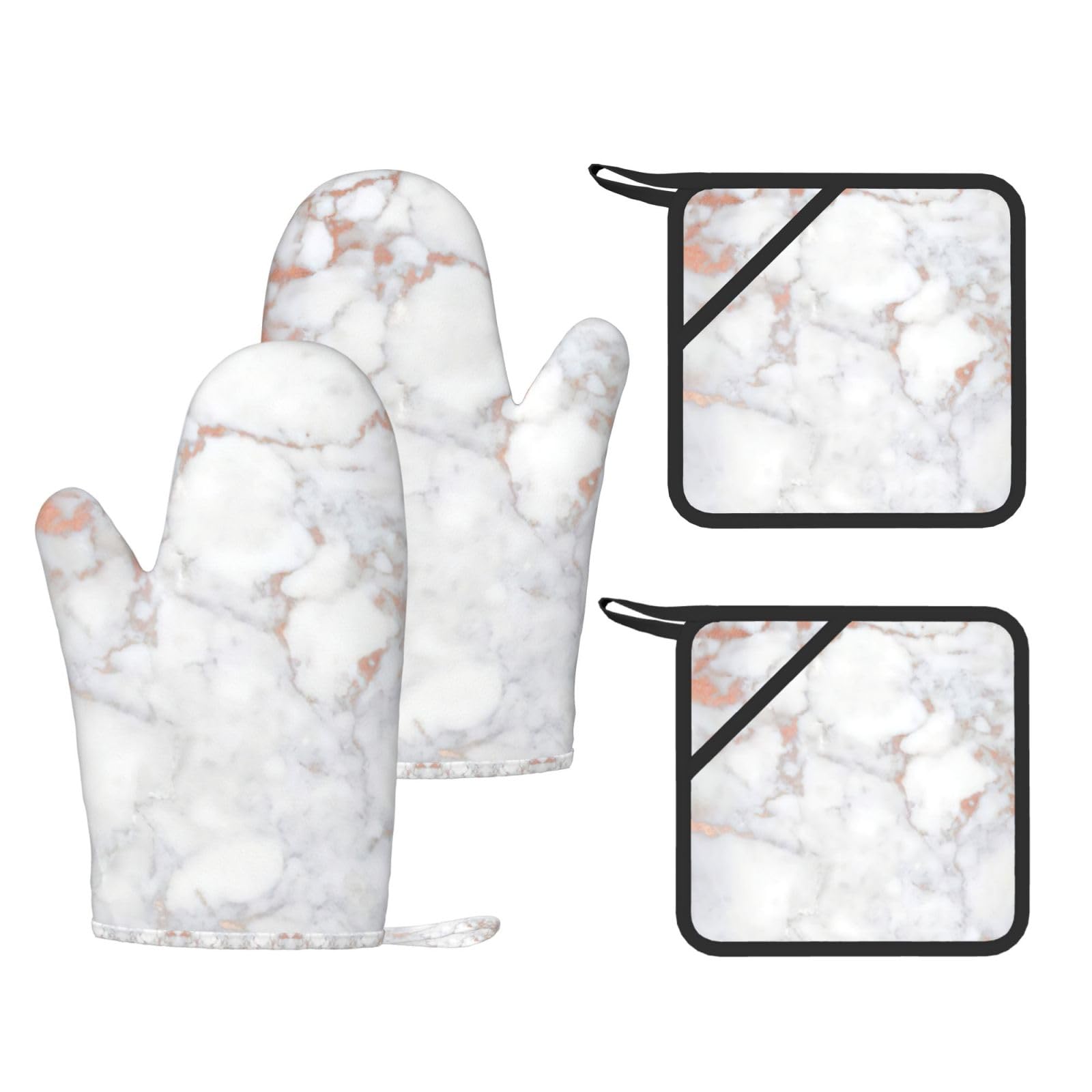 Maniques et dessous de plat silicone souple imprimé marbre blanc