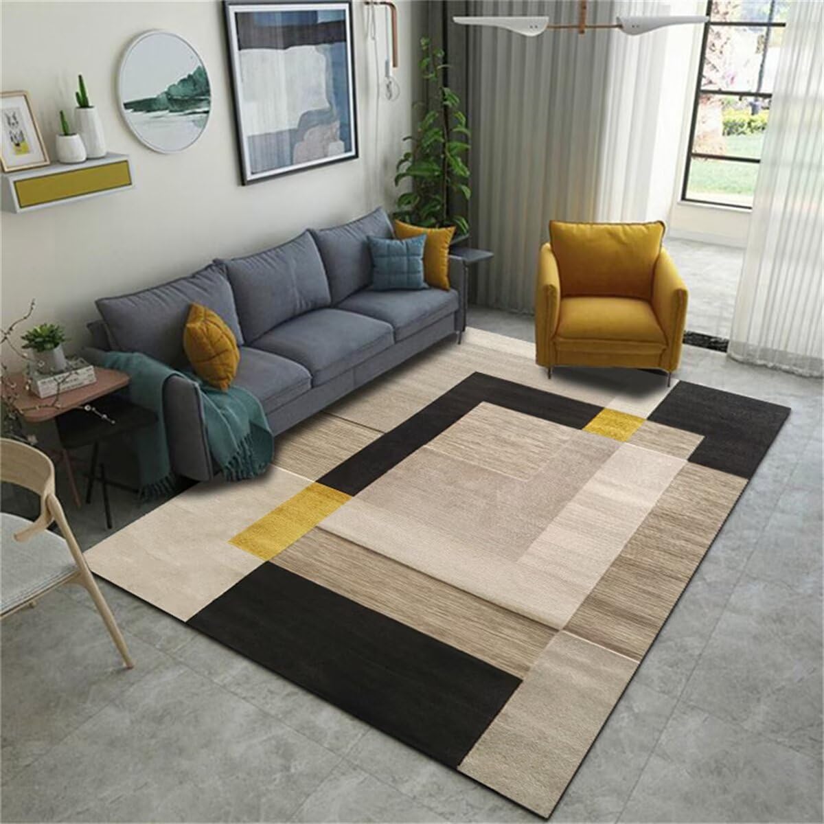 Tapis chambre d'enfants couleur sable grand format pour salon chaleureux