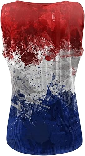 Miniatura 3 de Camiseta sin mangas con cuello en V con la bandera americana 1776 4 de julio, camiseta patriótica con estampado de estrellas y rayas, a1-Rojo