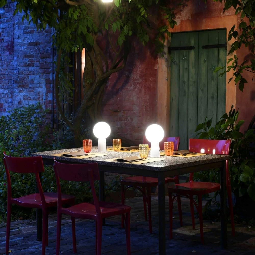 [Amazon Exclusive] Zafferano Olimpia Pro Lampada Ricaricabile da Tavolo in Alluminio, Caricatore USB Aiino, LED Dimmerabile Touch,Protezione IP54,Interno/Esterno, Base Ricarica a Contatto,H26cm Bianco