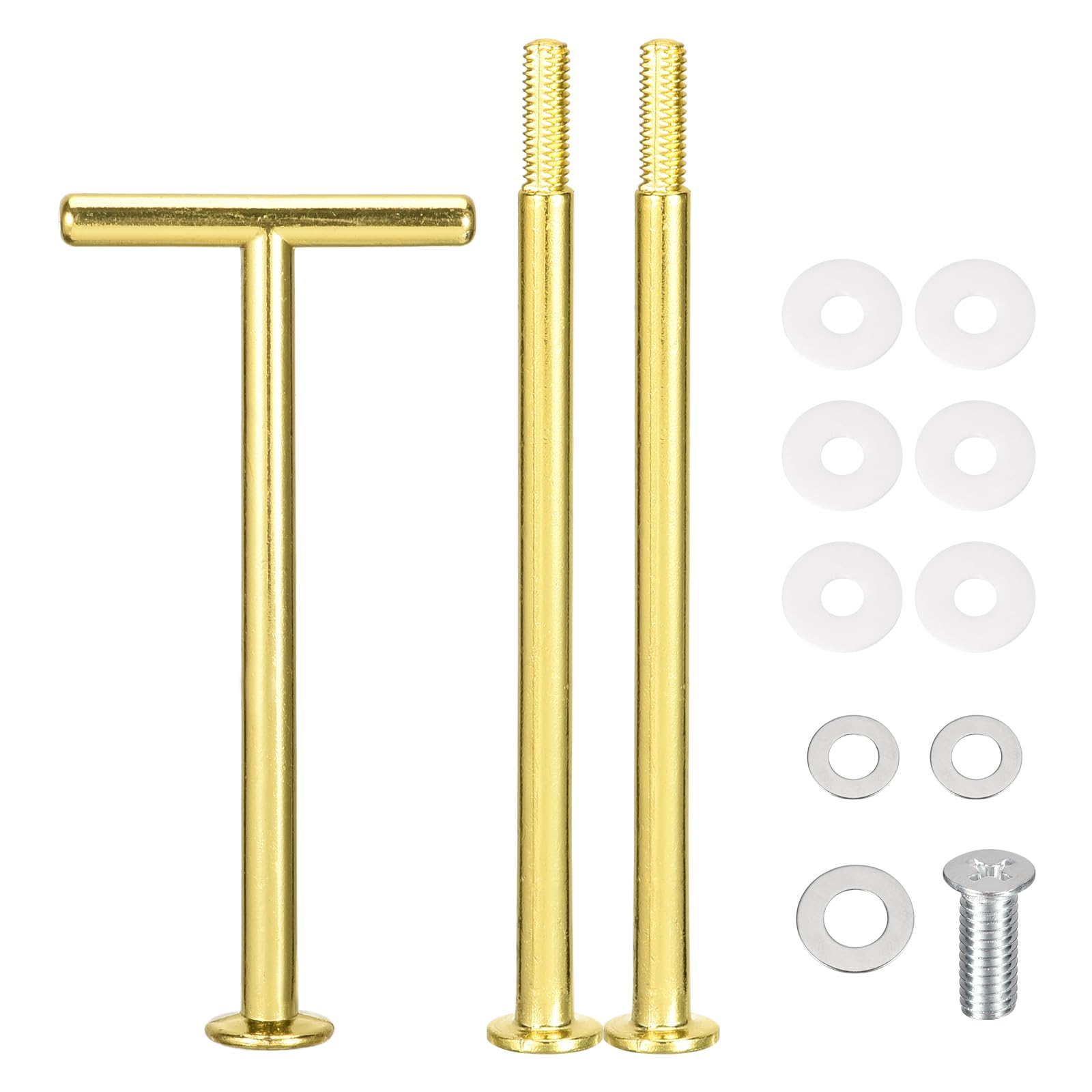 Support à gâteaux 3 niveaux doré en T | Lot de 2 présentoirs mariage et fête