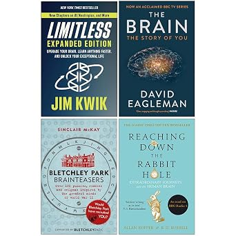 Limitless[Hardcover], The Brain The Story of You, Bletchley Park Brainteasers, Reaching Down the Rabbit Hole 4 Books Collection Set