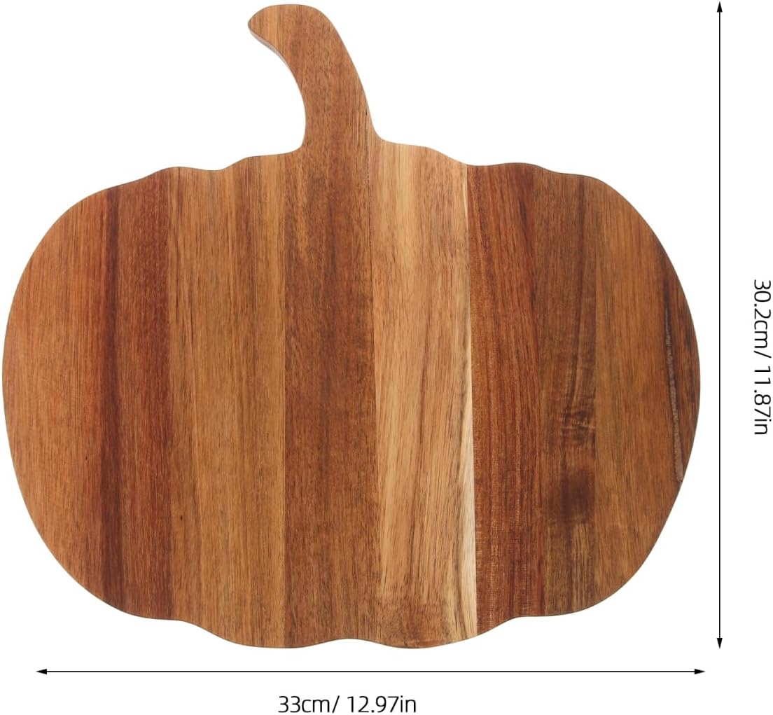 Homoyoyo Pumpkin Shaped Acacia Wood Cutting Board with Handle, Decorative Charcuterie Serving Board for Cheese Fruit Snacks, Spring Kitchen Decor, Easter Brunch Party Platter