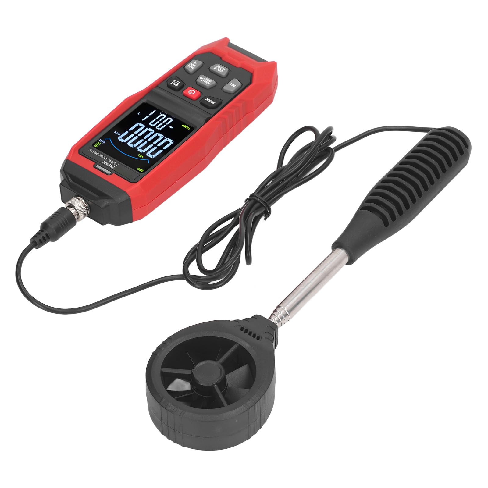 Anemómetro, medidor de Velocidad del Viento de Mano con Sensor de Velocidad de Flujo de Aire, anemómetro Digital portátil para Pruebas de HVAC