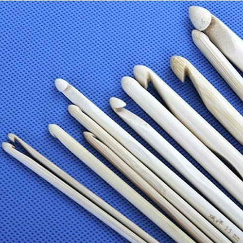 Tinksky 12pcs Bleached Bamboo Carpet Crochet Hooks Needles - Thumbnail 4