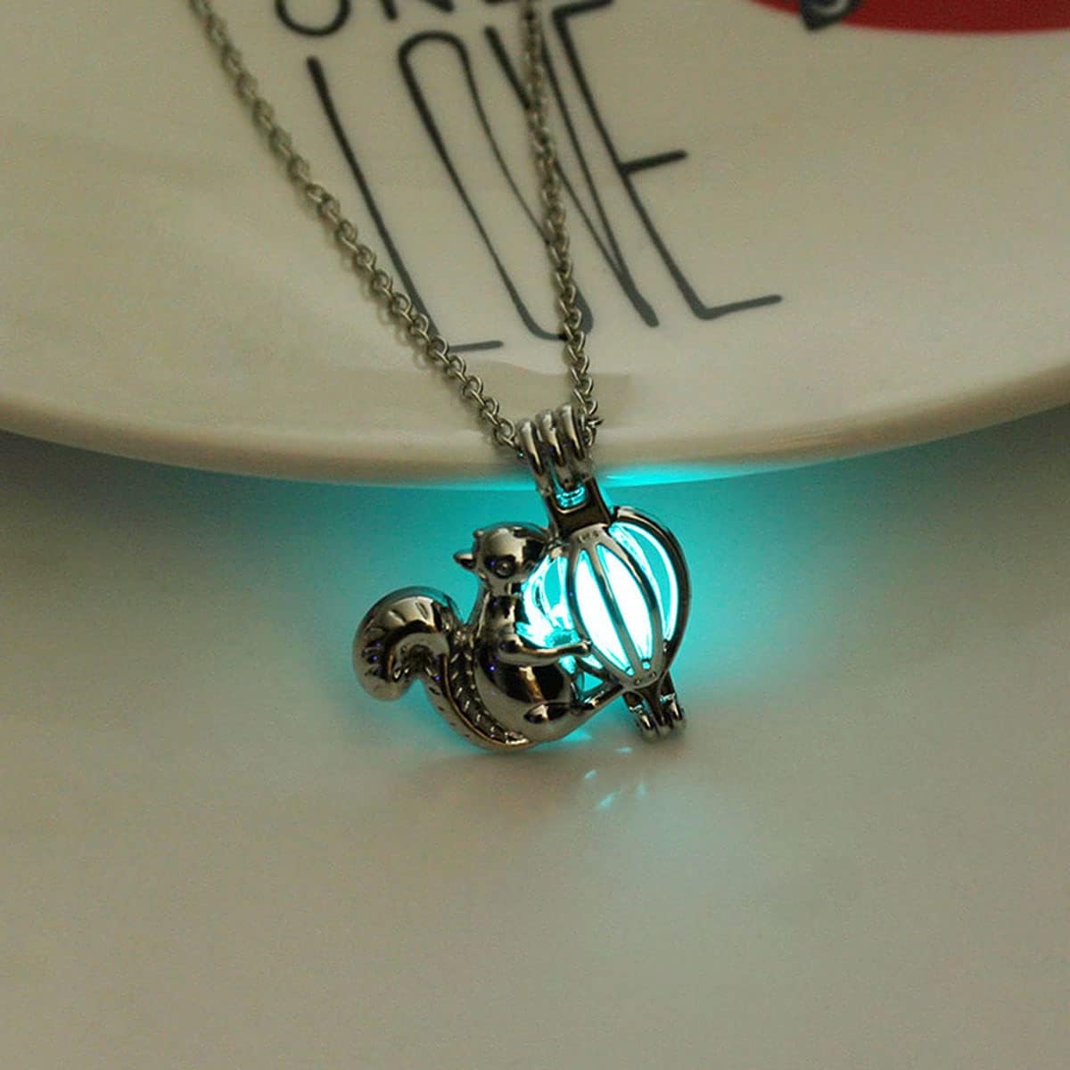FUTIMELY Squirrel Luminous Necklace Funny Fluorescence Squirrel Pine Cone Pendant Necklace Cute Animal Jewelry for Women - Image 3