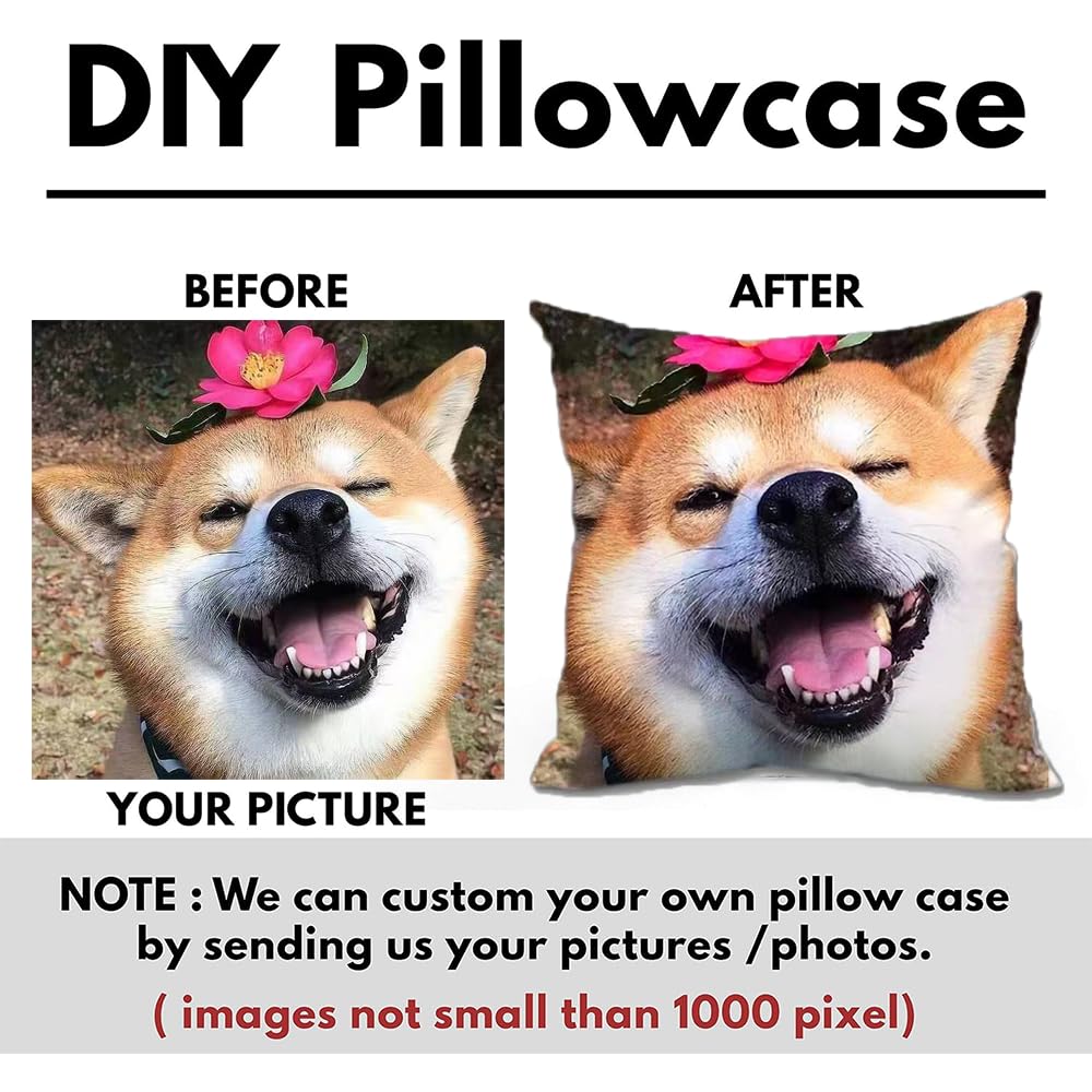 Oakazer Custom Pillow Case, Double Side Printed Couch Cushion Covers(No Insert), Customized Pillow with Picture Text, Throw Pillow Covers Personalized Photo(18''×18'')