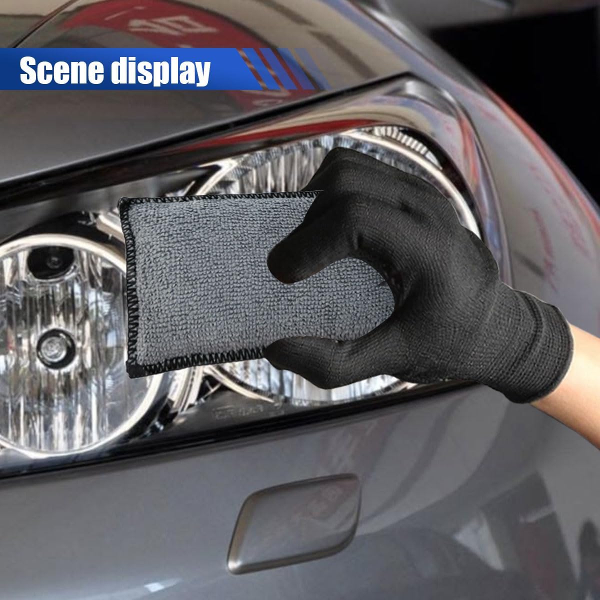 3PCS Car Interior Scrubbing Sponges, 5.5"×3.9" Microfiber Auto Cleaning Applicator Pad, Detailing Scrub Sponge for Vehicle Leather Seat, Vinyl, Plastic, Upholstery (Grey/White) - Image 5