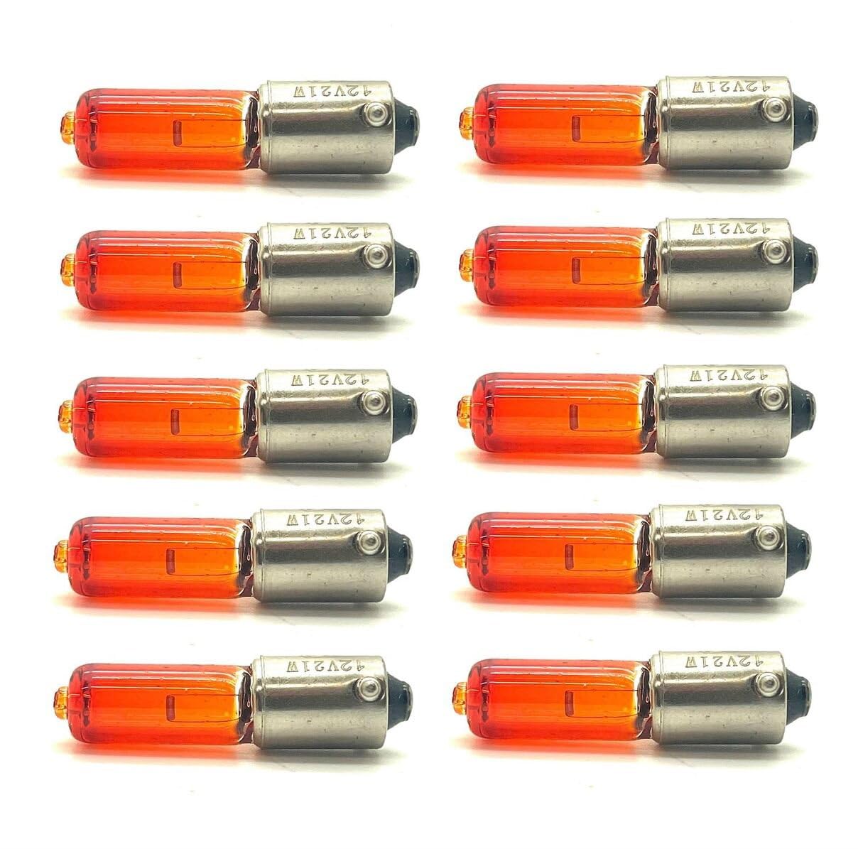 LiteSync HLG-HY21W-Ax10 Halogen Bulbs 10 x 12V BAX9S 927 21W Amber Orange Yellow Indicator Superior Illumination Highly Efficient