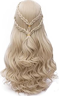 Long Blonde Braid Wig Women Halloween Costume Cosplay Wig Cap ( Curly Braid B)