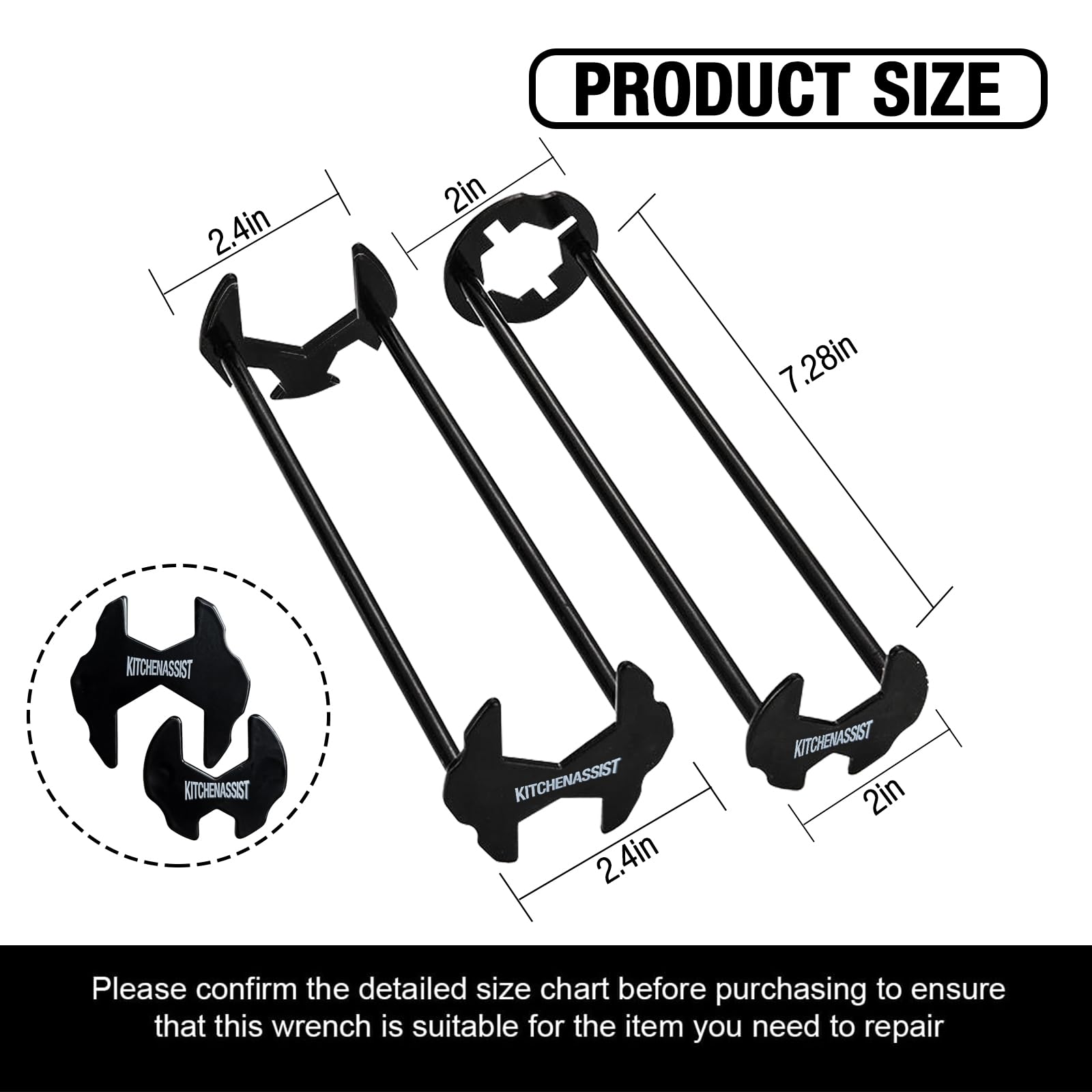 2pcs Basin Wrench Multifunctional Sink Wrench 7 Sizes Faucet Tool Four-jaw Hex Spanner Universal Plumbers Tool for Tight — view 2