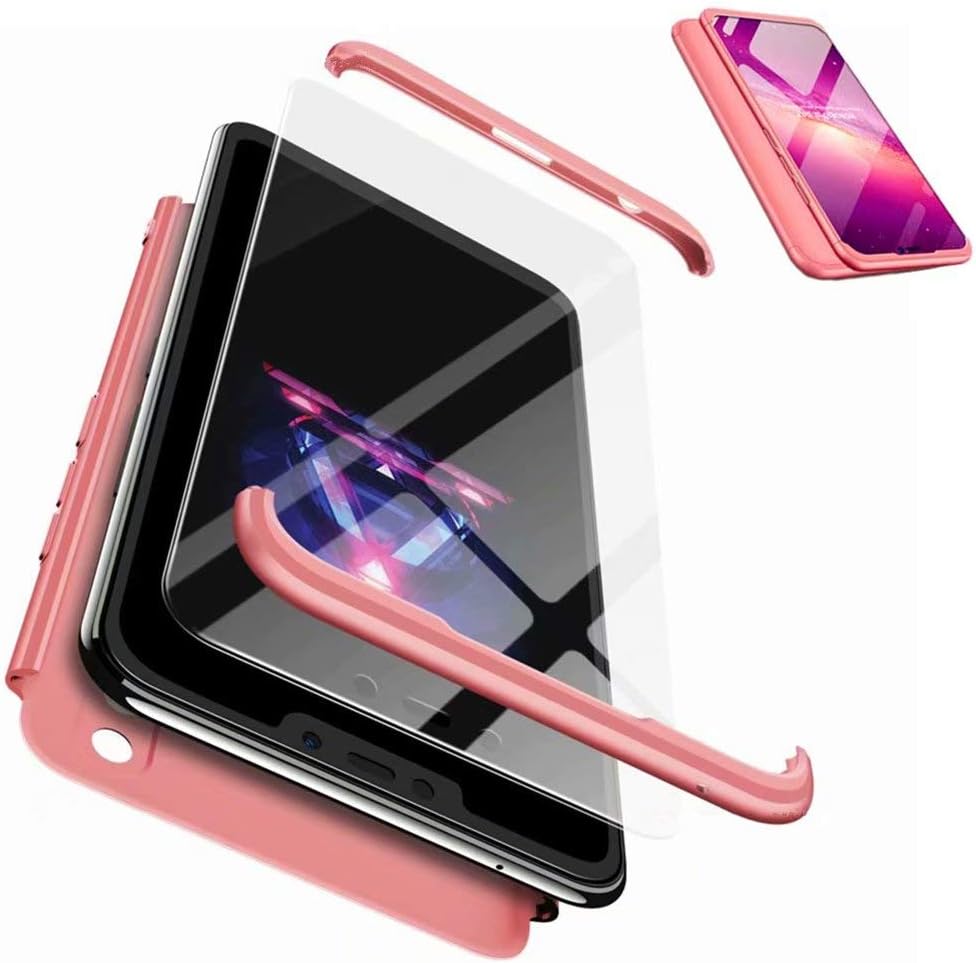 JJWYD replacement for Case Huawei Honor 8X Case with tempered glass Slim Shockproof PC 360 degree Hard Protective Back Cover - rose gold