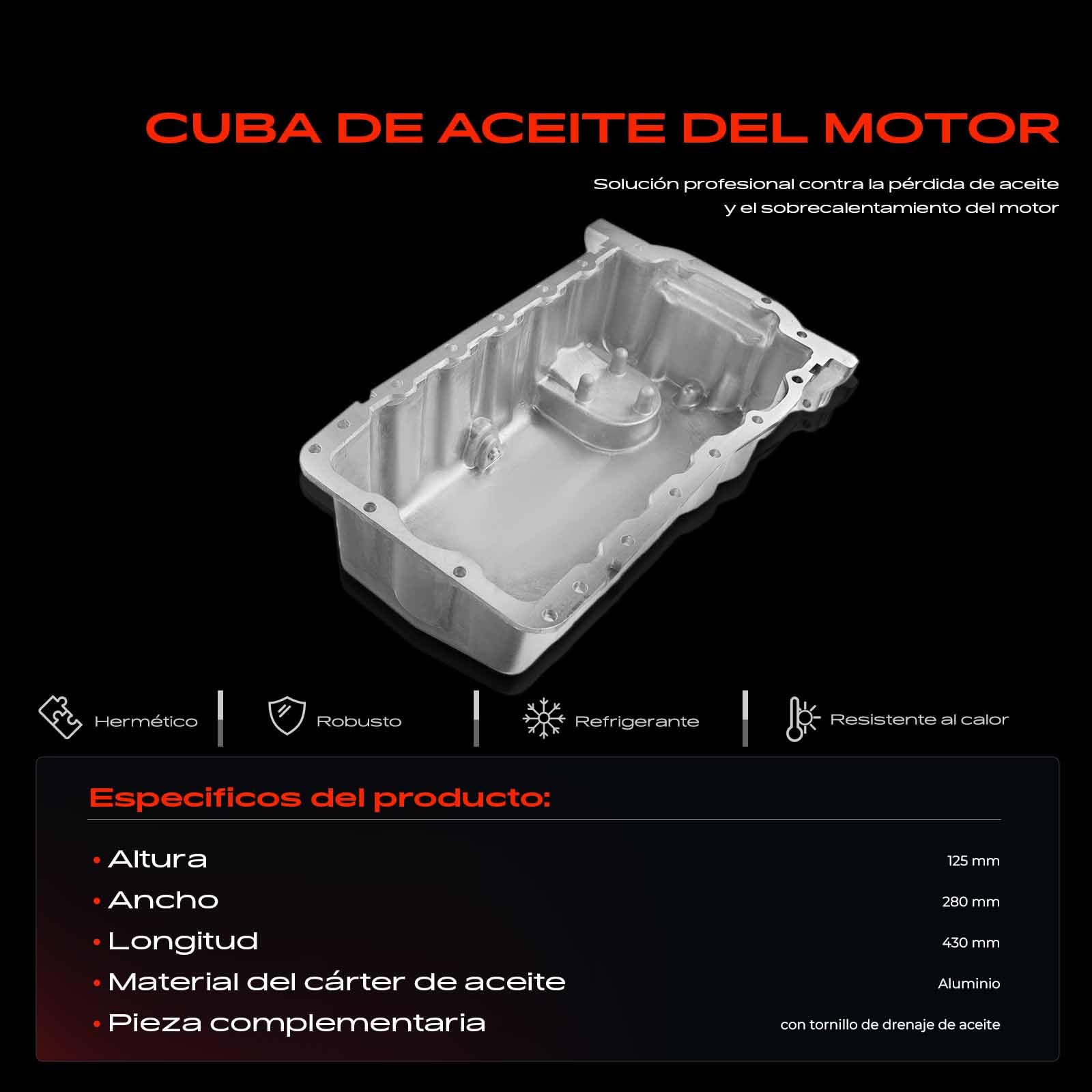 Frankberg Cárter de aceite del Motor Compatible con Golf IV 1J1 1.9L A3 8L1 1.6L Golf IV 1J1 1.6L Golf IV Variante 1J5 2.0L Golf IV Variante 1J5 1.6L Replace# V10-7190