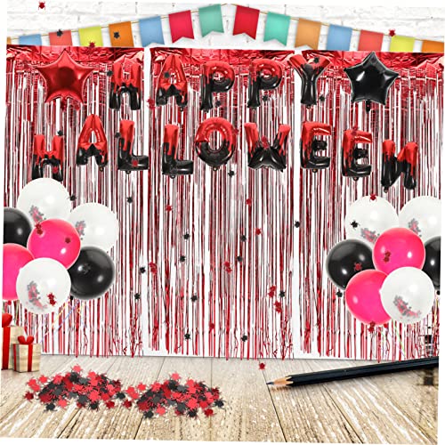Abaodam 2 Conjuntos De Cortina De Chuva De Balão Conjunto Preto Guarnição Preta Decorações Vermelhas