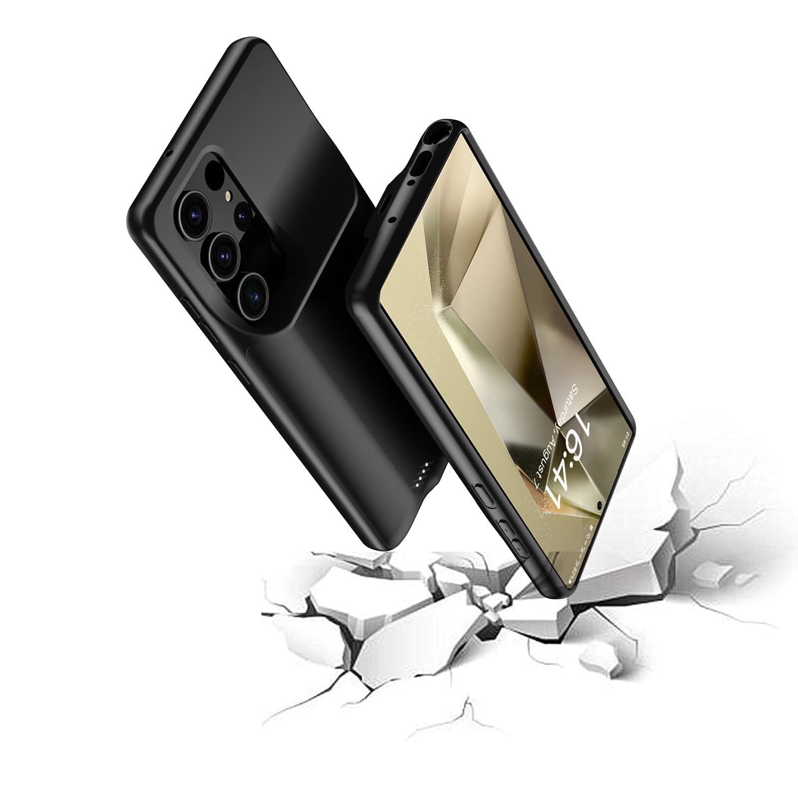 Etui na baterie 10000mAh do Samsung Galaxy S24 Ultra ładowalna obudowa ładująca, przenośna obudowa baterii do Samsung Galaxy S24 Ultra 5G czarna obudowa zasilania