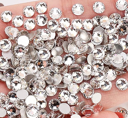 Image of 1440pcs Glue Fix Crystal Flatback Rhinestones Glass Diamantes Gems for Nail Art Crafts Decorations Clothes Shoes 4.8mm (ss20, Crystal)