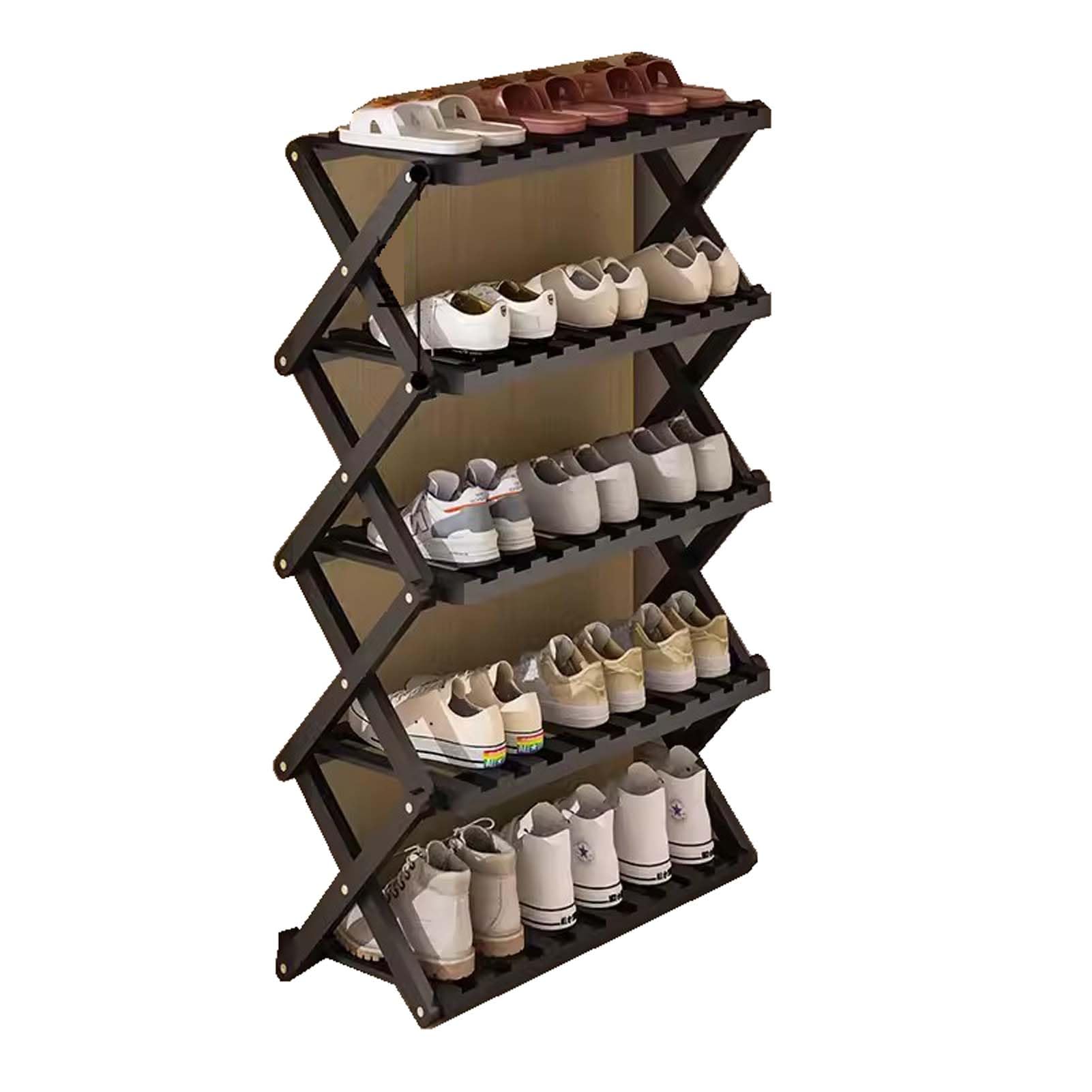 Étagère à chaussures compacte en bois meuble de rangement vertical Nizer