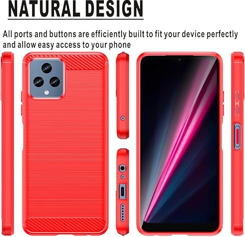 Miniatura 3 de Folmeikat T-Mobile Revvl 6 5G, funda protectora de goma TPU flexible de absorción de golpes para teléfono celular T-Mobile Revvl 6 5G rojo