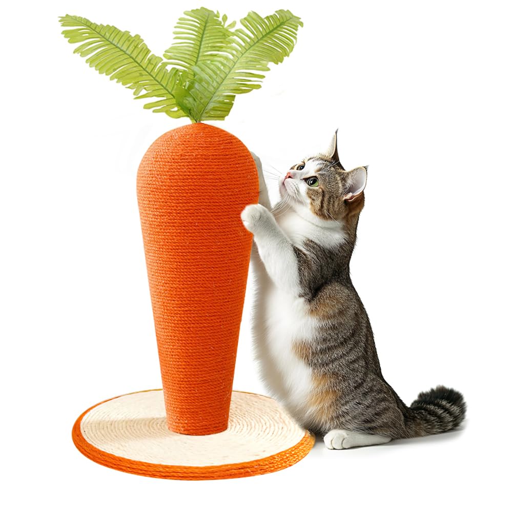 Carrot Cat Scratching Post, CuteTall Scratching Post, Indoor Nature Sisal Cat Scratcher for Cats and Kittens