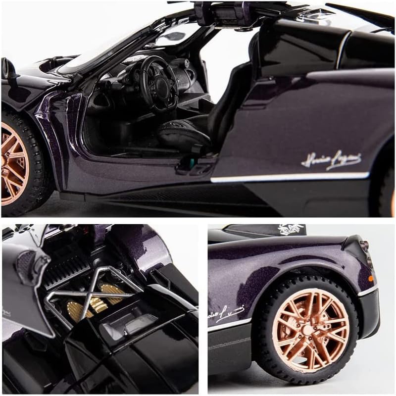 Image of Kids Model 1:24 Hayura Die Cast Metal Car Pull Back Action Opening Doors with Realistic Engine Sound Lights Toy Car Gift for Boys - Multi