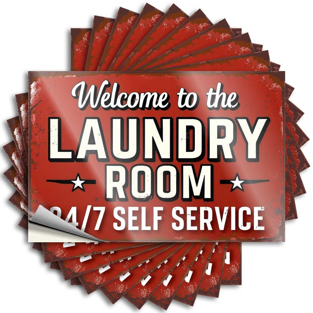 Abipuir Car Accessories Welcome to Our 24/7 Laundry Room Stickers 10Pcs Stickers for Cars Funny Sticker(12X18CM)